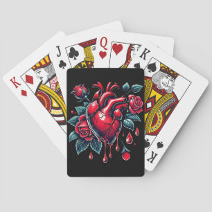 Red Roses Bleeding Heart heartbreak goh Art Playing Cards