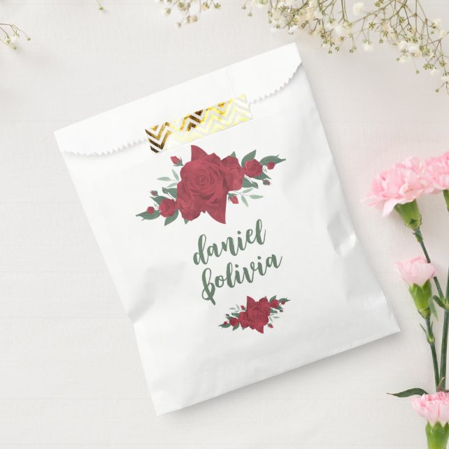 Red Roses Boho Wedding Favour Bag (Sealed)