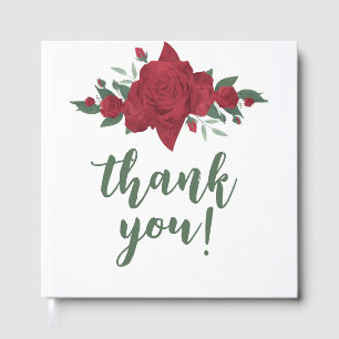 Red Roses Boho Wedding Guest Book