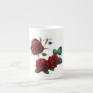 Red Roses Bone China Mug