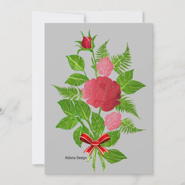 Red Roses Boquet Holiday Card (Front)