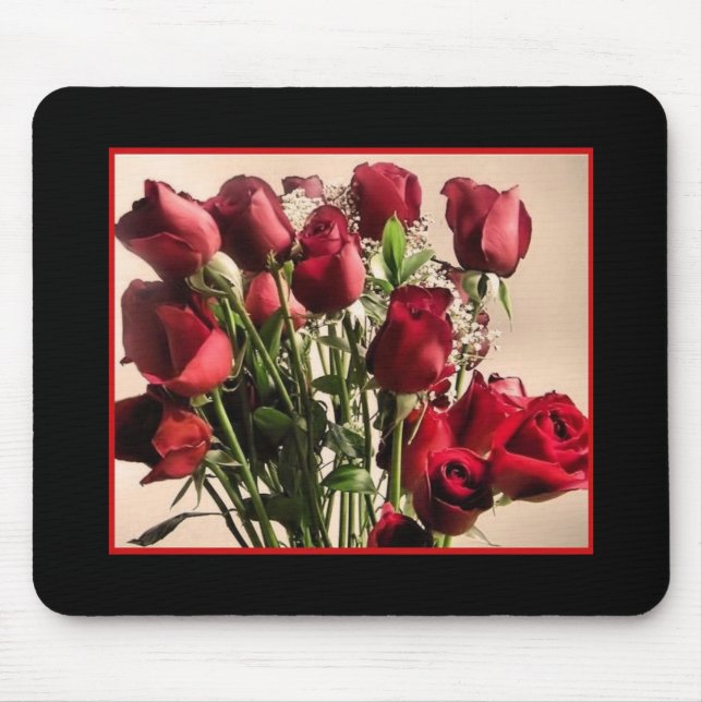 red roses boquet mousepad (Front)