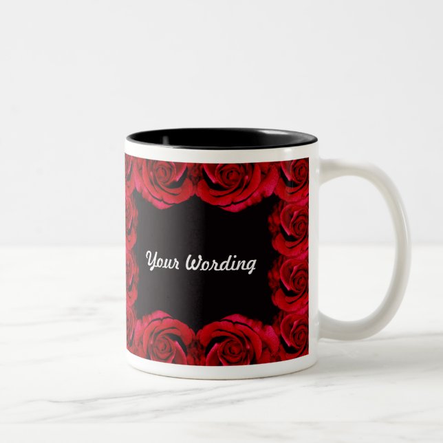 Red roses border trim romantic mug (add wording) (Right)