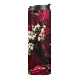 Red roses bouquet close up thermal tumbler