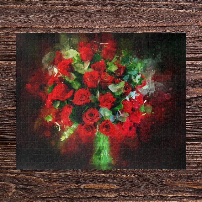 Red Roses Bouquet flower watercolor - bb Jigsaw Puzzle (Creator Uploaded)