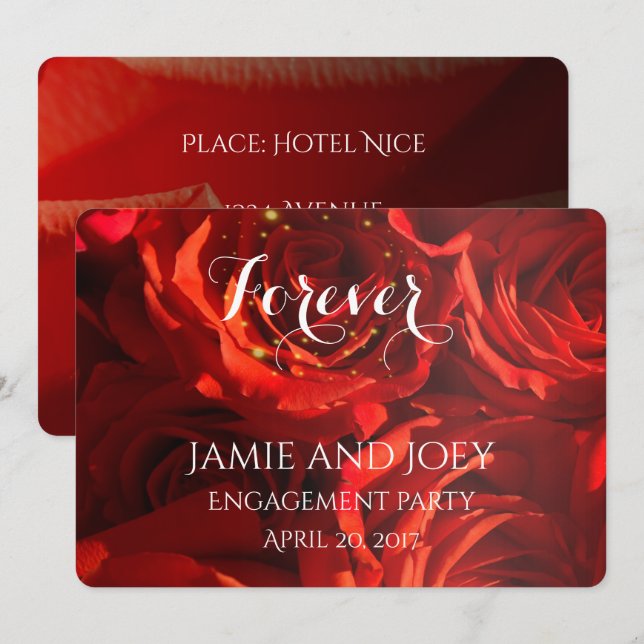Red Roses bouquet forever invitation (Front/Back)