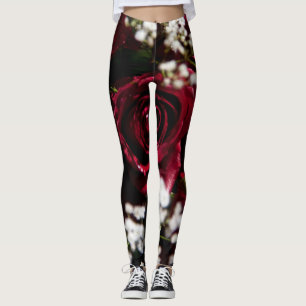 Red roses bouquet leggings