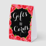 Red Roses Cards and Gifts Bridal Shower<br><div class="desc">Double-sided paper table tent bridal shower sign features a border of red roses and the words "GIFTS and CARDS" on a black background. More signs and MATCHING items in our collection.</div>