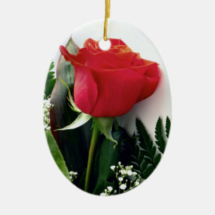 Red roses ceramic ornament