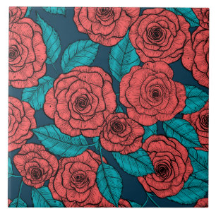 Red roses ceramic tile