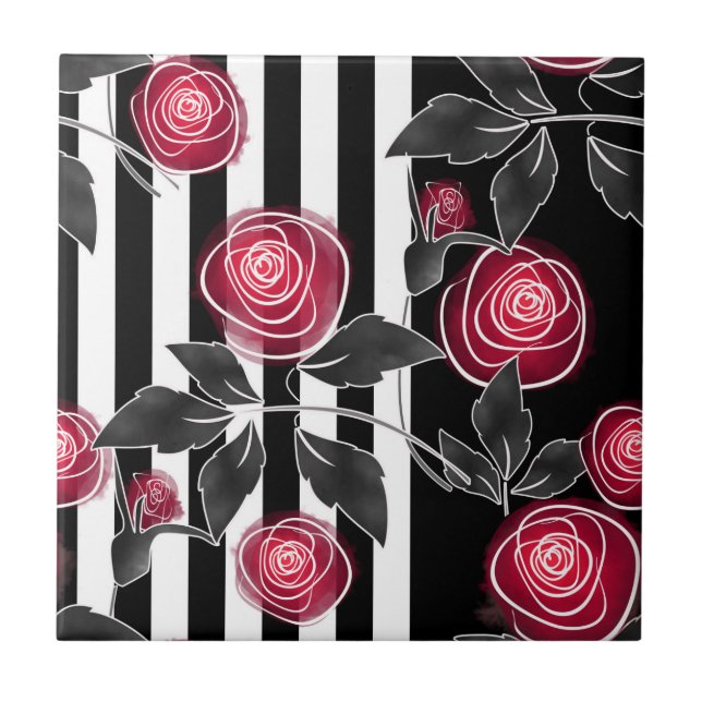 Red roses ceramic tile (Front)