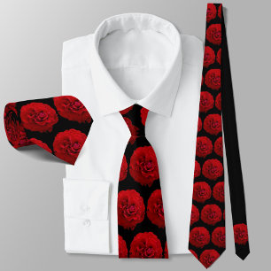 Red Roses Classic Black Floral Tie