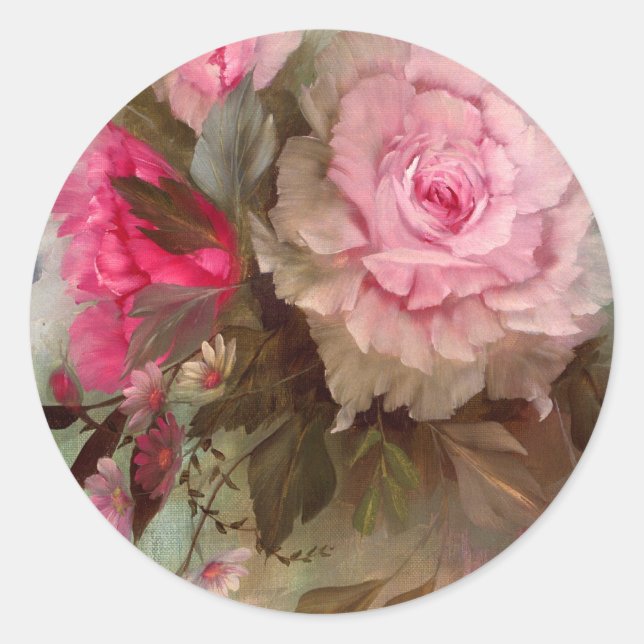 Red Roses Classic Round Sticker (Front)