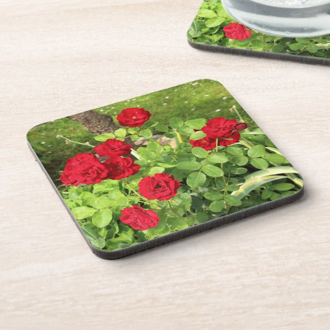 Red Roses Cork Coaster (Left Side)