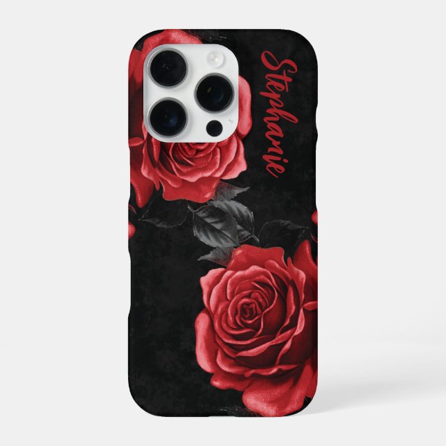 Red Roses Custom Name iPhone Case (Back)
