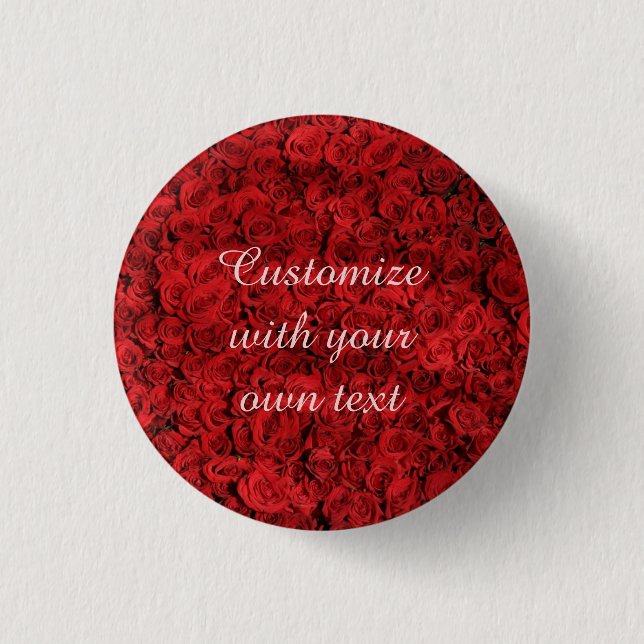 Red Roses Custom Text 3 Cm Round Badge (Front)