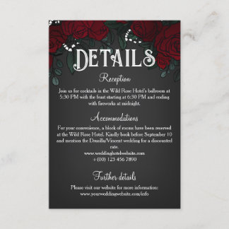 Red Roses Dark Romance Wedding Details Enclosure Card