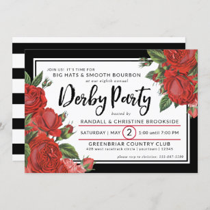 Red Roses   Derby Party Classic Invitation