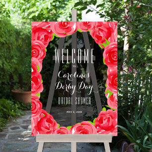 Red Roses Derby Style Bridal Shower Welcome Acrylic Sign