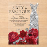 Red Roses Diamond Gown Black 60th Birthday Party Acrylic Invitations<br><div class="desc">Red Roses Silver Diamond Gown 60th Birthday Party 60 and Fabulous Acrylic Invitation

See matching collection in Niche and Nest Store

Many thanks</div>