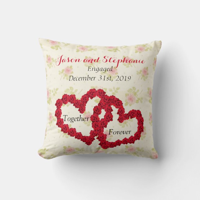 Red Roses Double Heart - Together Forever Cushion (Front)