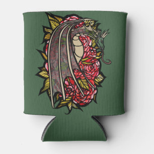 Red Roses Dragon Art Can Cooler