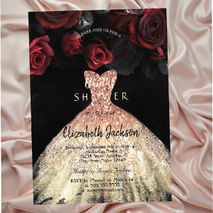 Red Roses Dress, Bridal Shower Invitation
