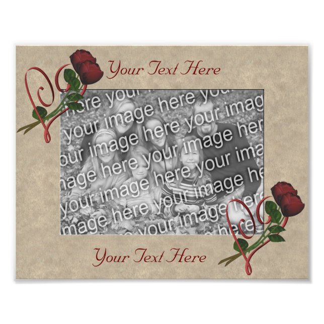 Red Roses Elegant Heart Frame Template Photo Print (Front)
