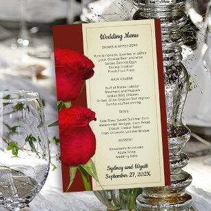 Red Roses Elegant Wedding Menu Template