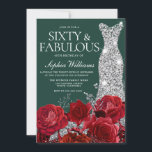 Red Roses Emerald Green 60th Birthday Party  Invitation<br><div class="desc">Red Roses Emerald Green 60th Birthday Party Invitation

See matching collection in Niche and Nest Store

Many thanks</div>