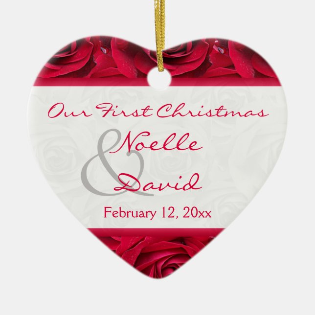 Red Roses First Christmas Keepsake Ornament (Front)