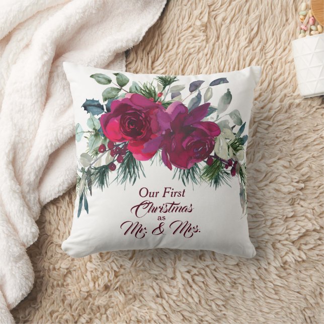 Red Roses First Christmas Photo Template Cushion (Blanket)