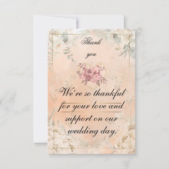 Red Roses flat Thank You Card  (Front)