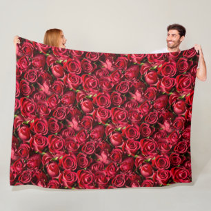 Red Roses Fleece Blanket