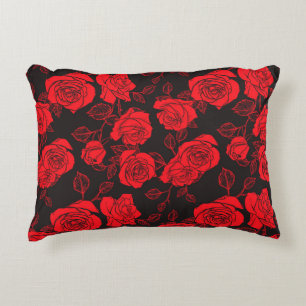"Red Roses" Floral Art Accent Pillow