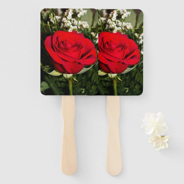 Red Roses Floral Bouquet Flower Nature Photography Hand Fan (Front and Back)