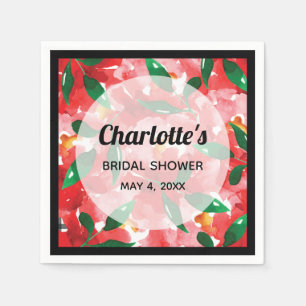 Red Roses Floral Bridal Shower Napkin