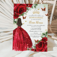 Red Roses Floral Butterflies Quinceañera Sweet 16