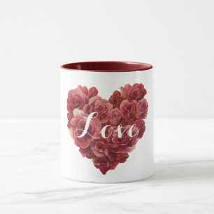 Red Roses Floral Heart Mug