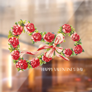 Red Roses Floral Heart Wreath Elegant Cute Vintage