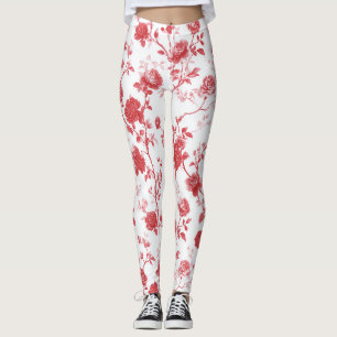 Red Roses Floral  Leggings