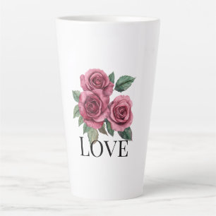 Red Roses Floral Love  Latte Mug