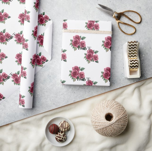 Red Roses Floral Love  Wrapping Paper (Crafts)