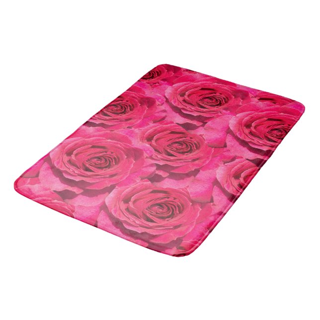 Red roses floral pattern bath mat (Angled)