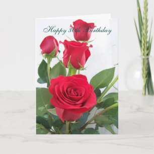 Red Roses Floral Personalised 30th Birthday Card