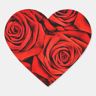 Red Roses Floral Petals Blossom Plants Flower Heart Sticker