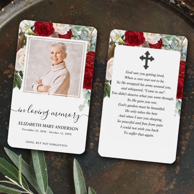 Red Roses Floral Photo Sympathy Funeral Prayer (Creator Uploaded)