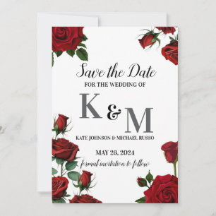 Red Roses Floral Save The Date