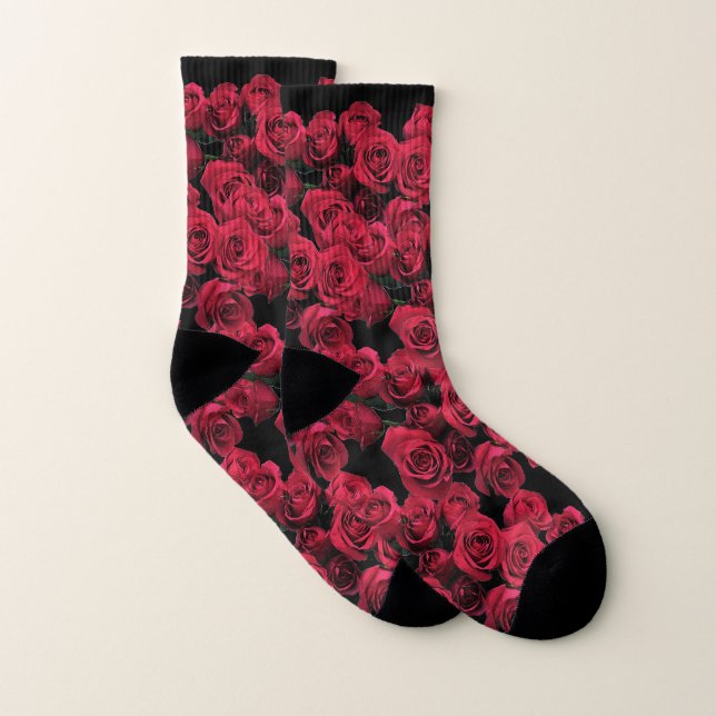 Red Roses Floral Socks (Pair)