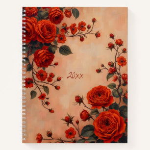 Red Roses Floral Spiral-bound Journal Notebook